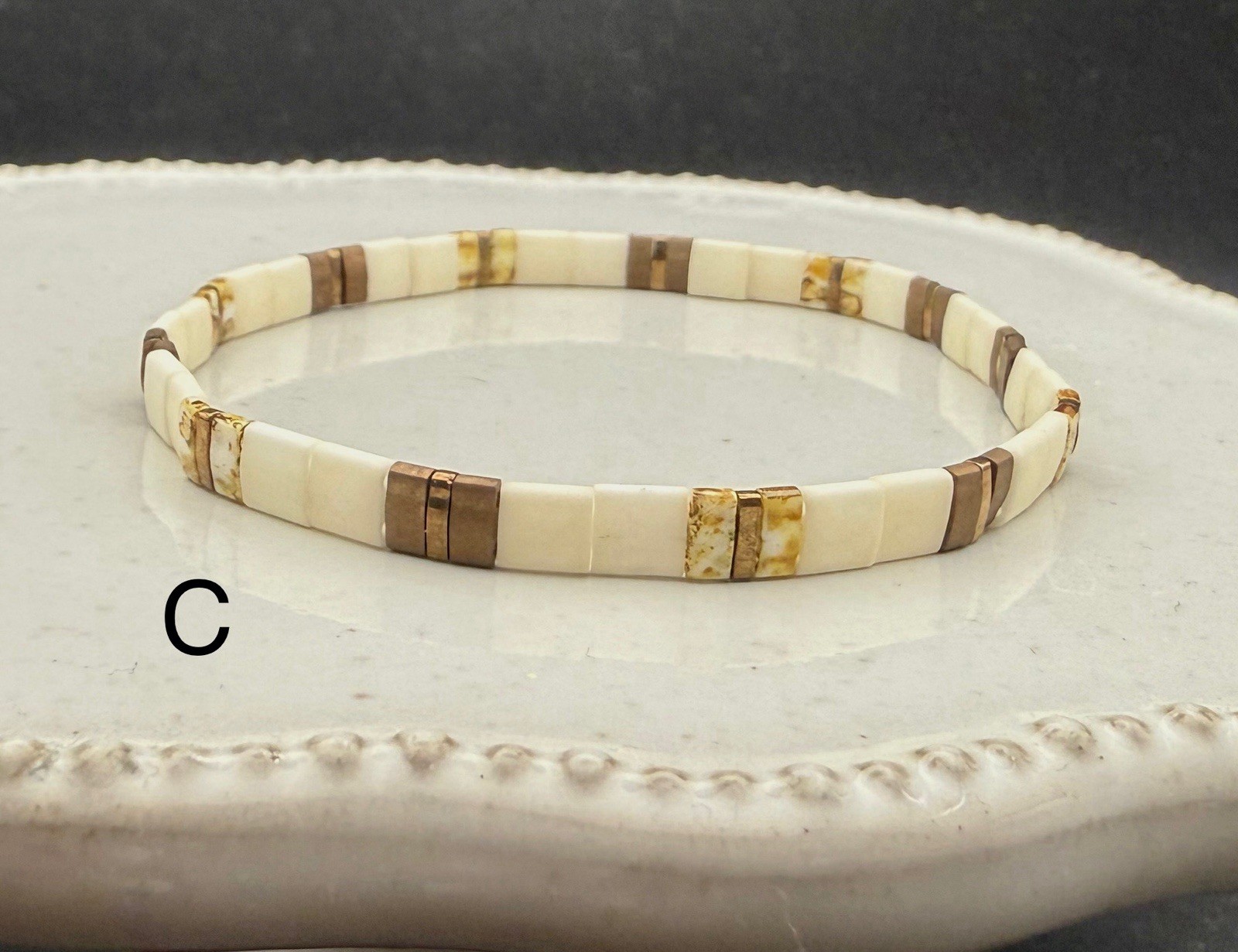 Miyuki Tila Beach bracelet boho Japanese glass tile stackable minimal USA