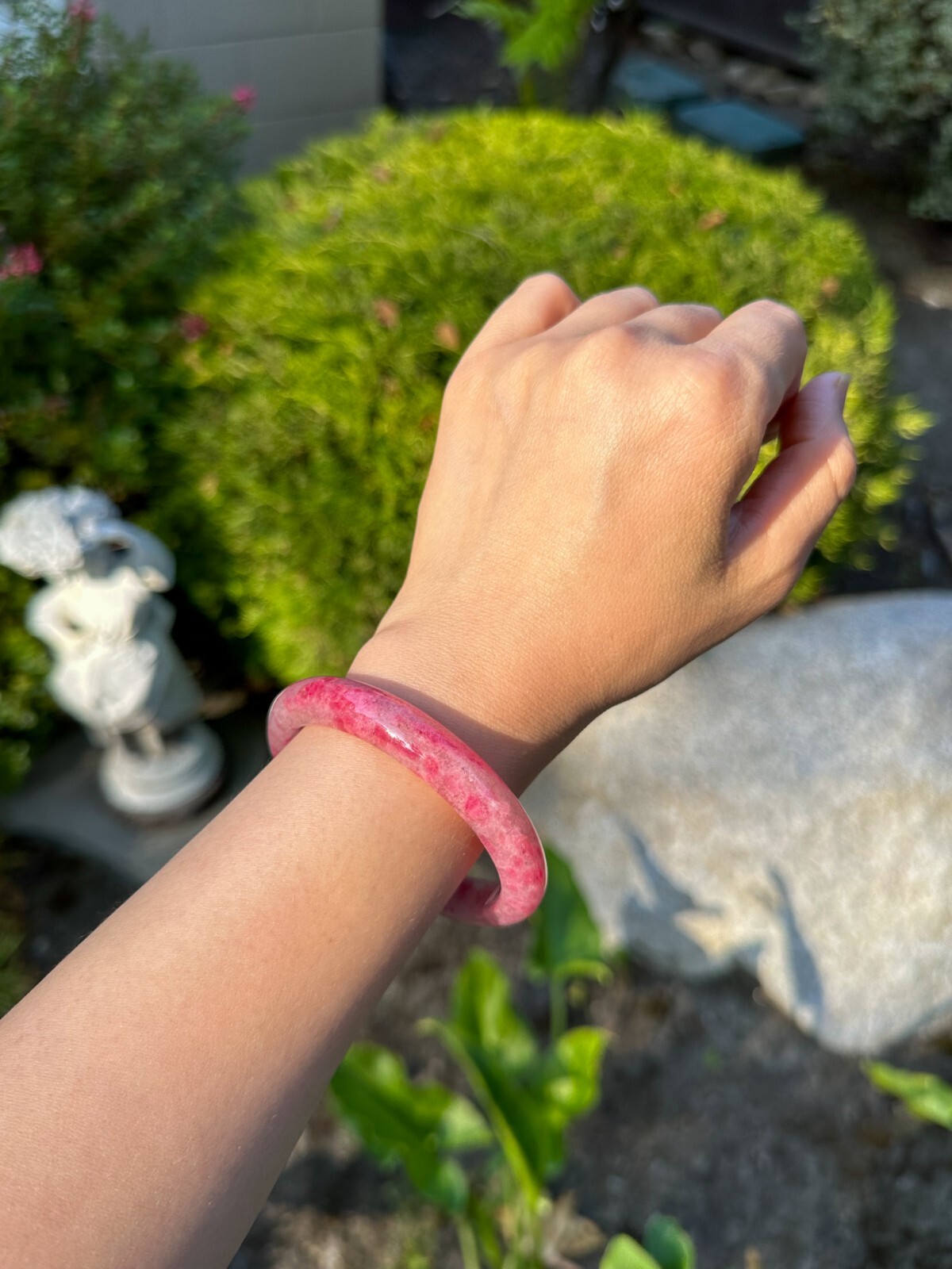 57mm+ Sakura Flower Rain Rhodonite Bangle Bracelet | 57口樱花雨蔷薇辉手镯