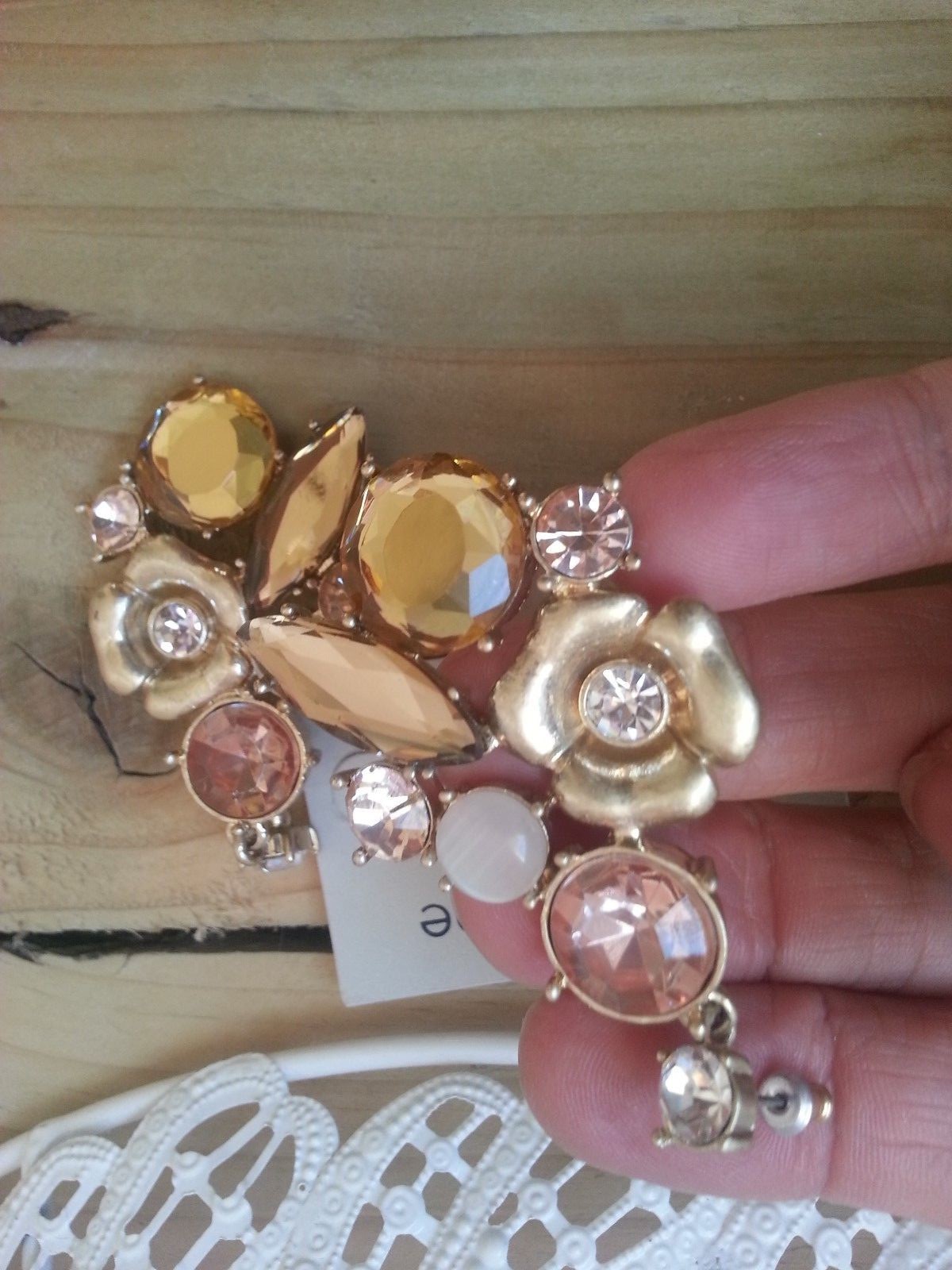 “Liz Claiborne” Gold Plated Multi-Coloured & Shape Stone Set Pierced Earrings