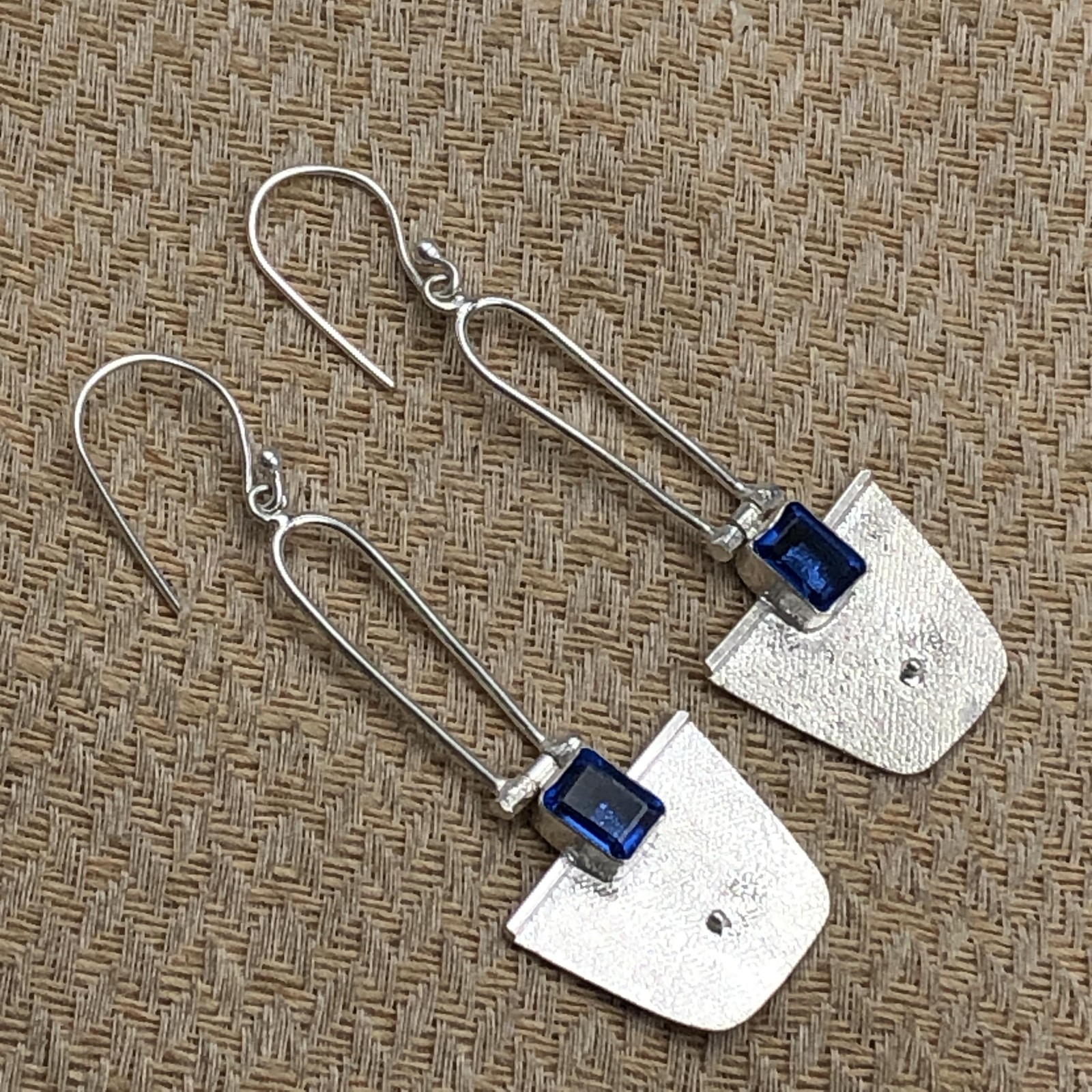 December Birth Rectangle TANZANITE Sterling Silver Drop Dangle Earrings Jewelry