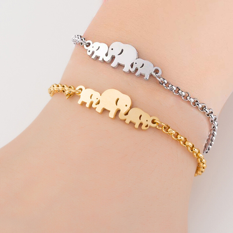 1 Piece stainless steel Elephant Mom and Babies Bracelet Jewelry Wholesale FJS93