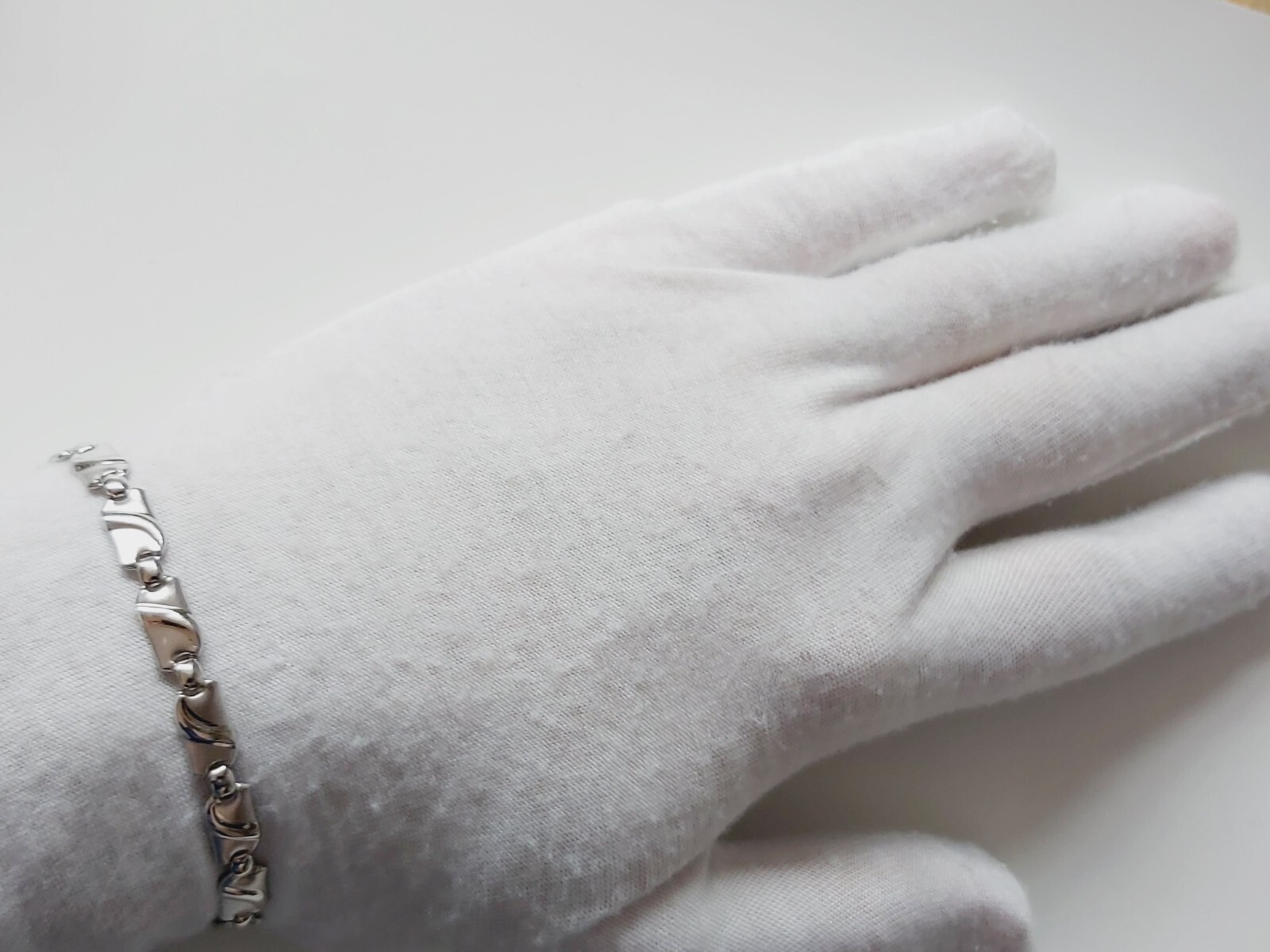 Nice 14K Solid White Gold Bracelet Length 21 cm / 8.27 inches
