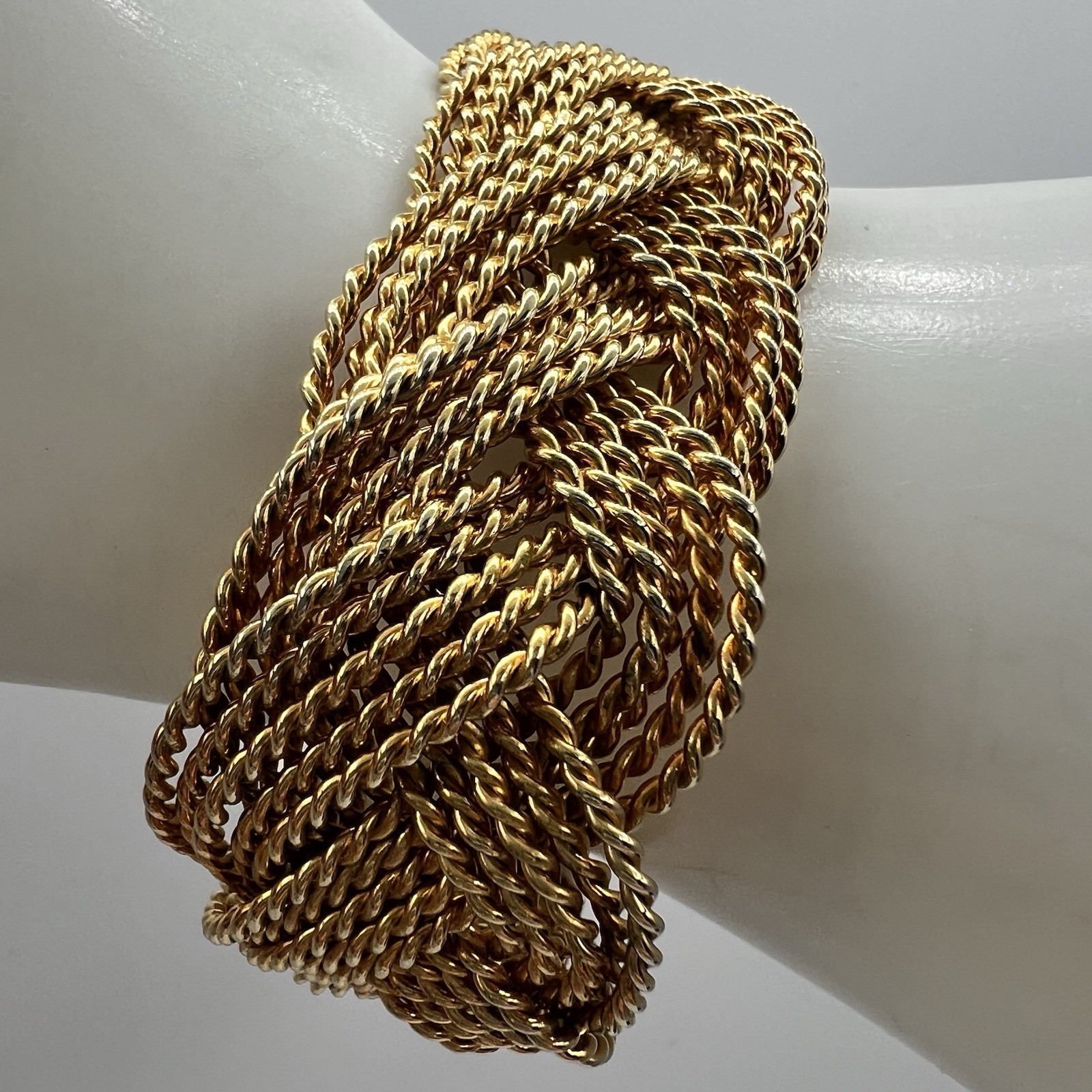 Wide Cuff Bracelet Lot Gold Tone Mesh Copper Openwork Statement Trio Bold Chunky