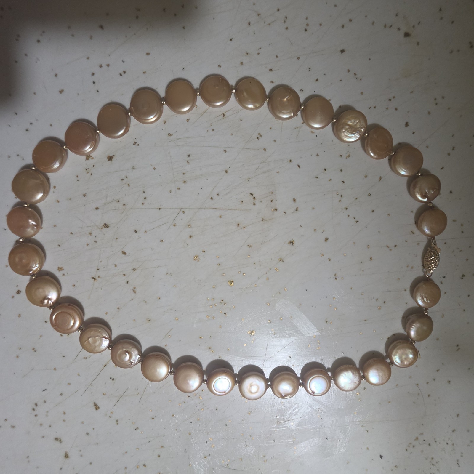 vintage 19in 14k/ freshwater coin pearl necklace