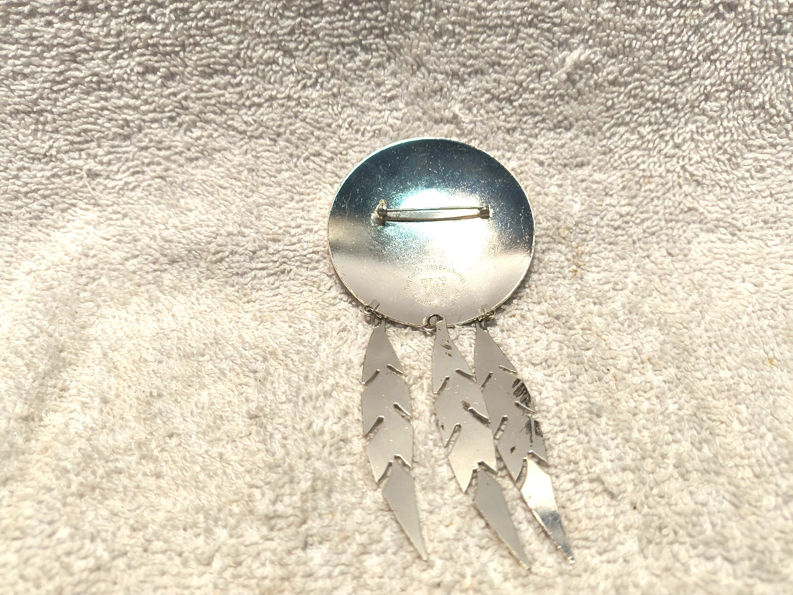 Montana Silversmiths Sterling Silver Plate Pin Broch Dangle Feathers Great Shape