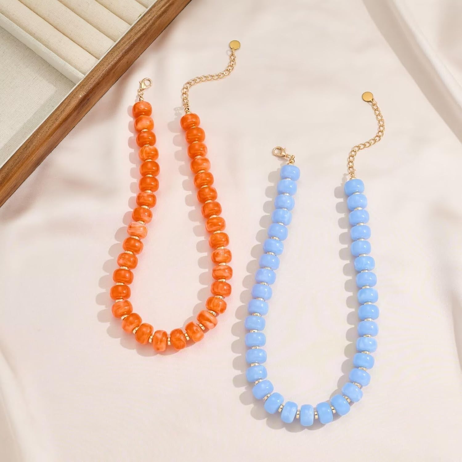 Unique Orange Chunky Bead Necklace with Extender Clasp – Chic Gift Idea