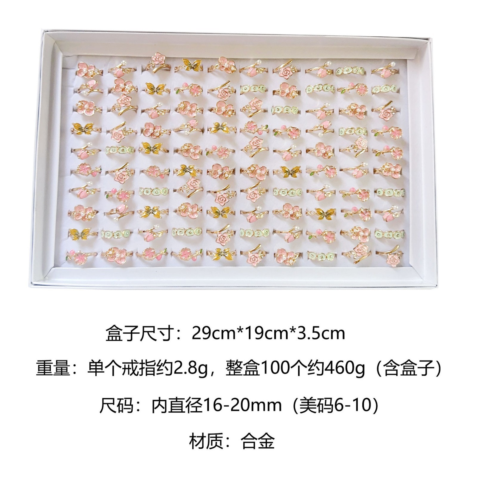 Wholesale 50Pcs Mixed Rings Dripping Rhinestone Flower Alloy Women Jewelry