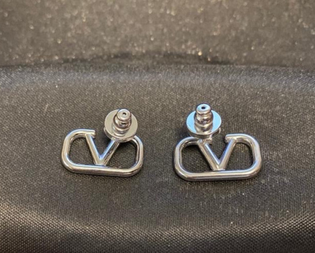 Women’s Pre Loved Valentino V Earrings V Logo Silver.