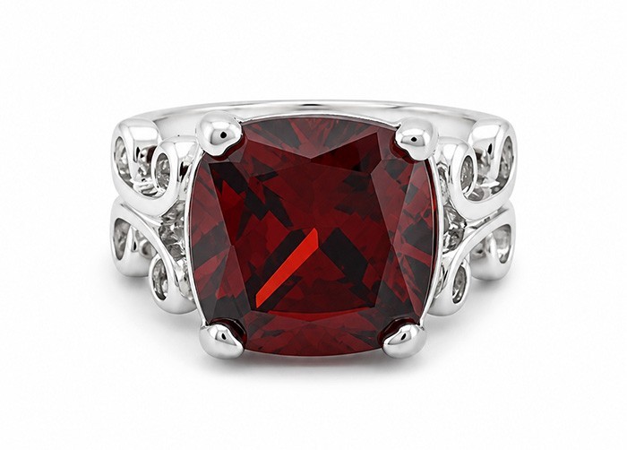LAB CREATED 6.85 Cts GARNET SOLITAIRE RING 14K WHITE GOLD PLATED – New With Tag