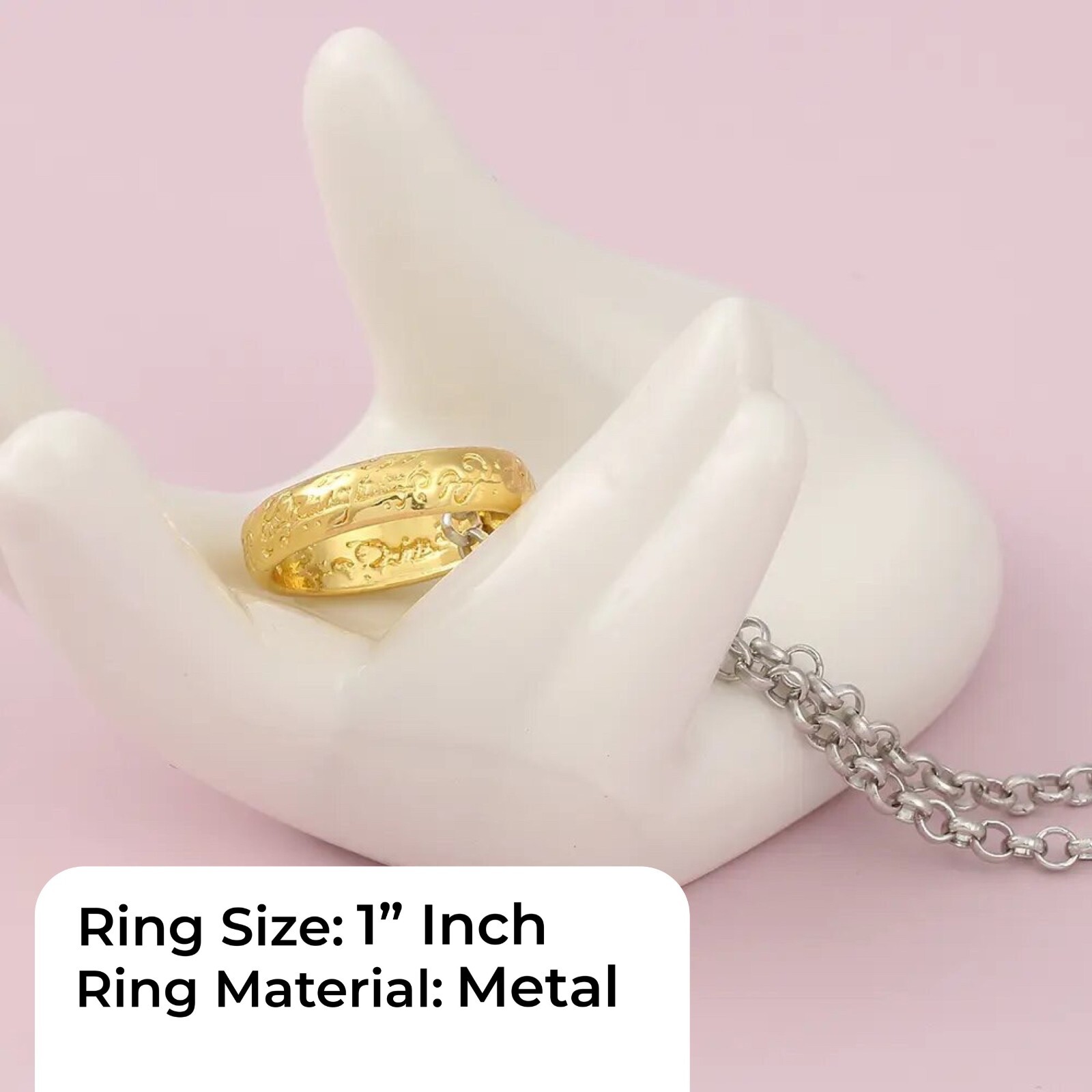 The One Ring w/Silver Necklace Premium Cosplay/Costume Inspired by Lord of Rings