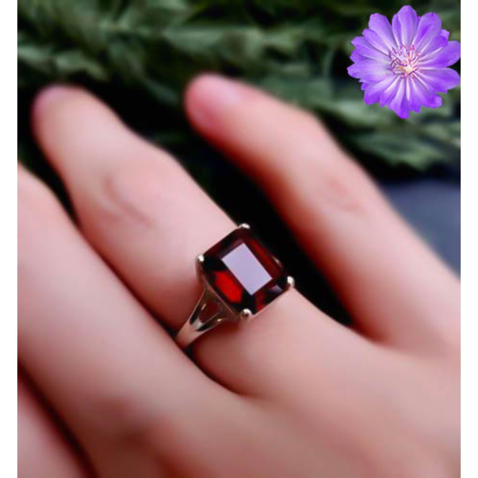 Red Garnet Gemstone 925 Sterling Silver Ring Handmade Jewelry Ring For Gift