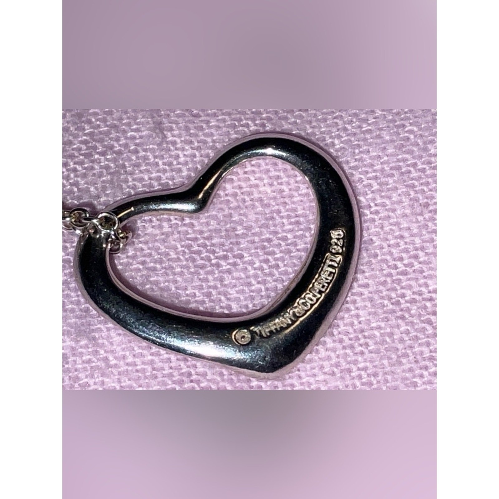 Tiffany Co Elsa Peretti Large Open Heart Necklace 925 Sterling Silver Pouchh