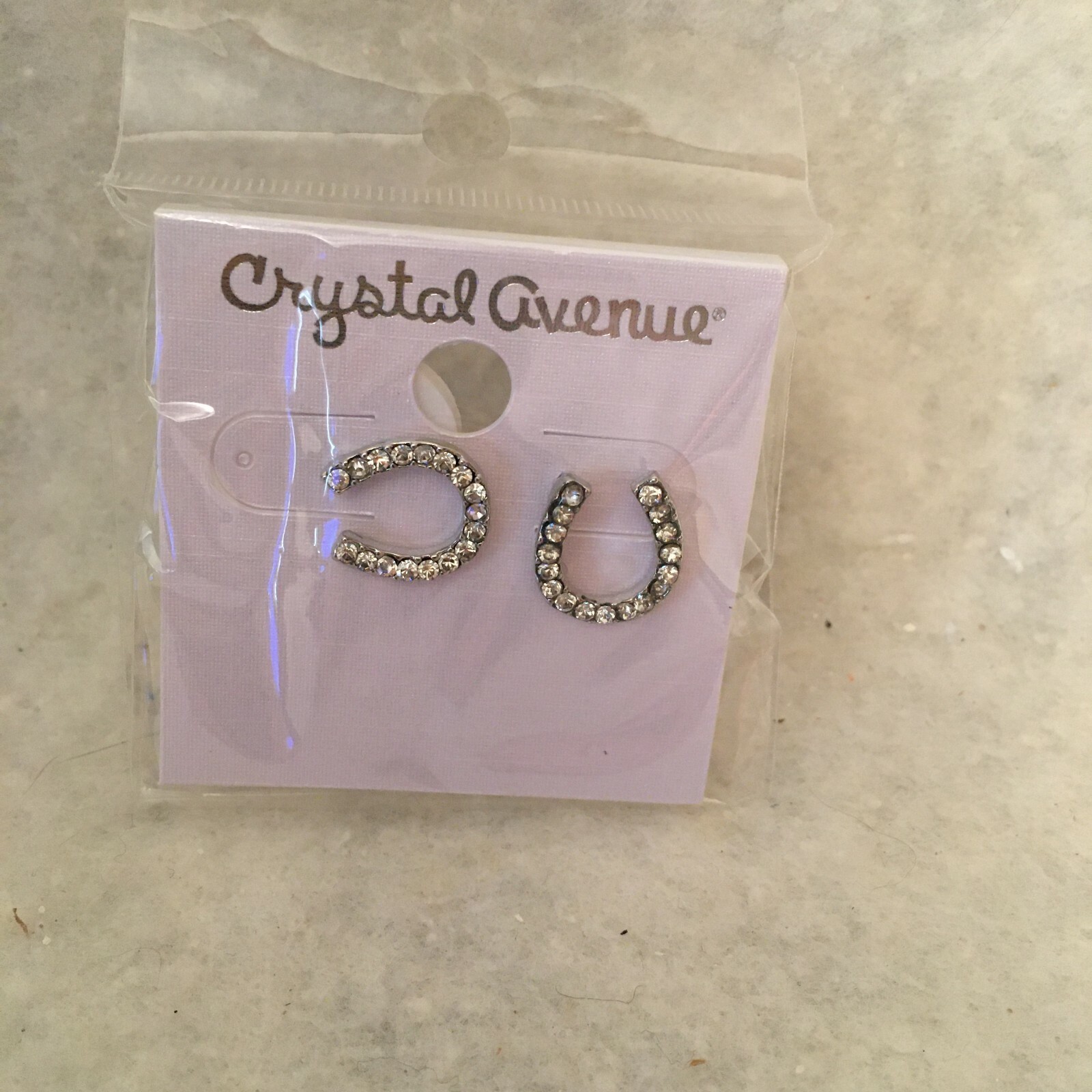 Crystal Avenue – Horseshoe 1/2″ Pierced Earrings- FREE SHIPPING