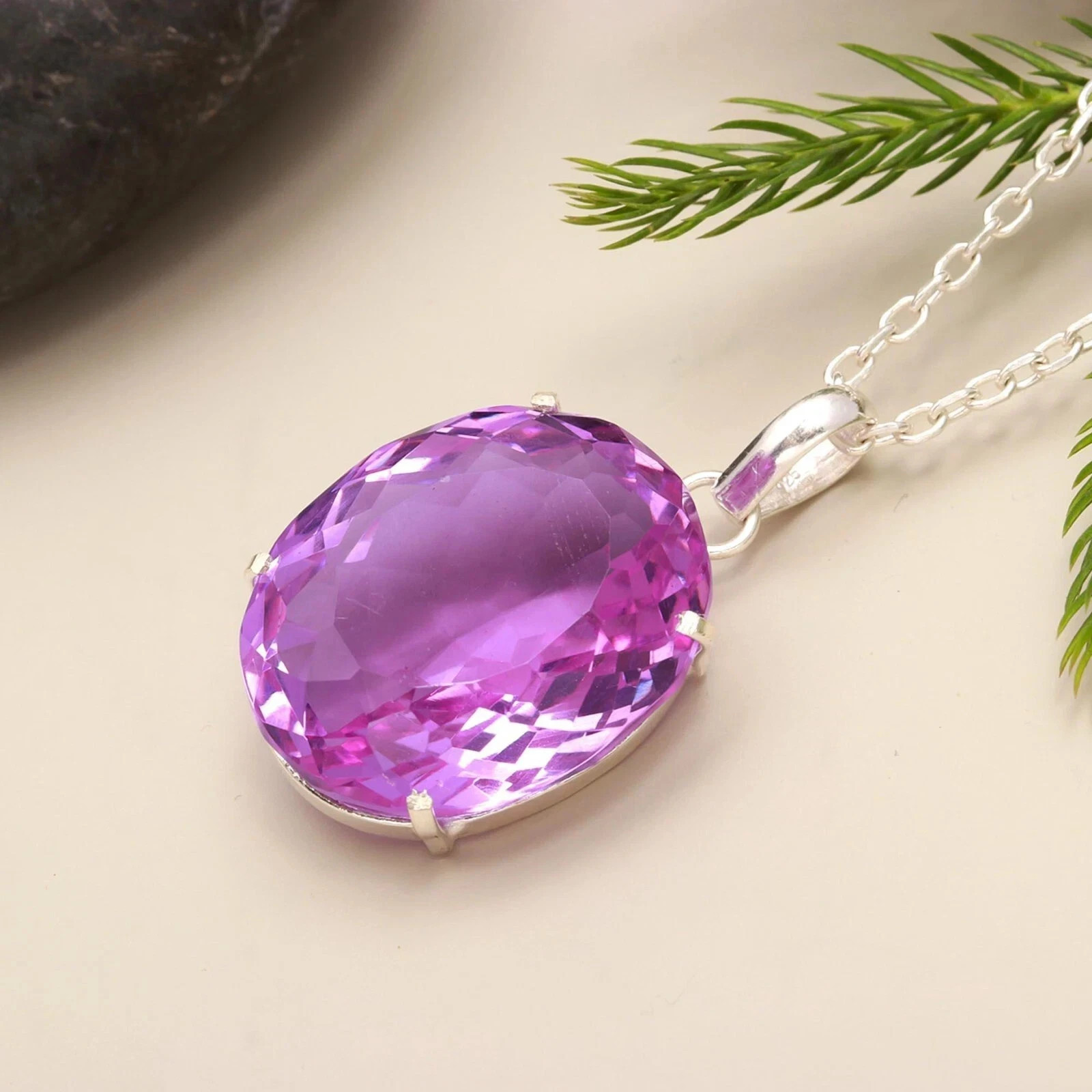 Purple Oval Topaz Pendant EGL Certified Natural 87.75 Ct Gift ALL Occasion
