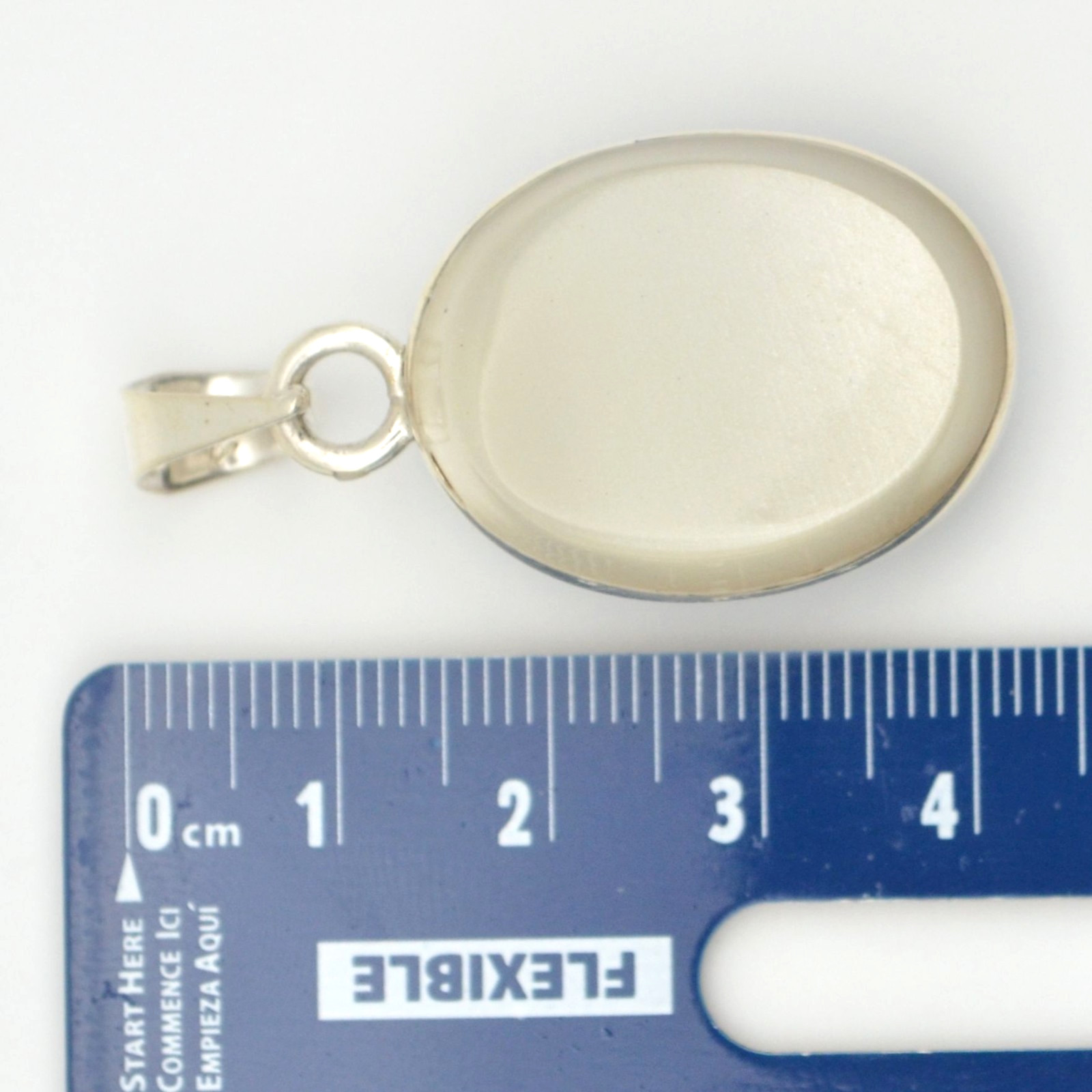 Mexican Sterling Silver Black White Two-Tone Oval Cabochon Pendant 925 Modernist
