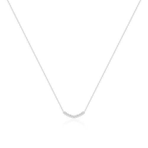18k White Gold Plated Cubic Zirconia Arch Pendant Necklace by Orrous & Co