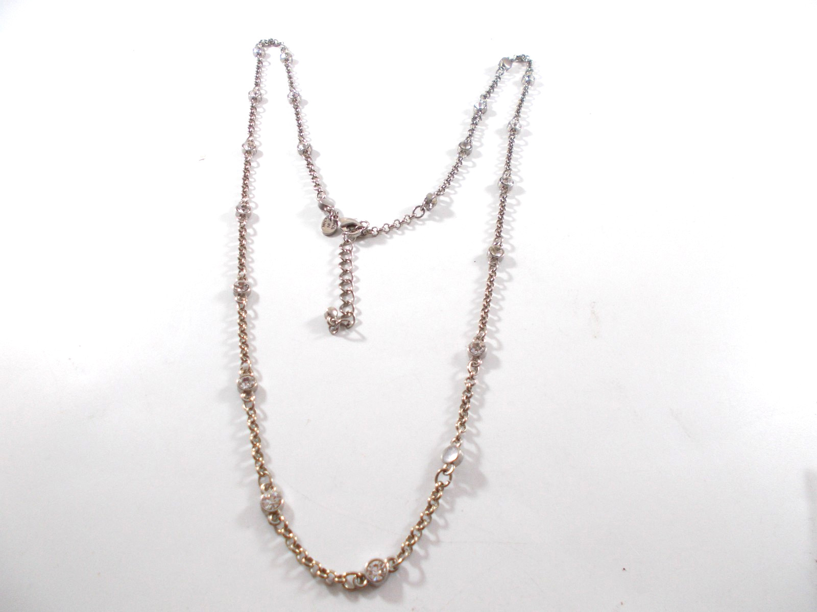 Silver Tone 26 Inch Rhinestone Station Necklace Free Shipping