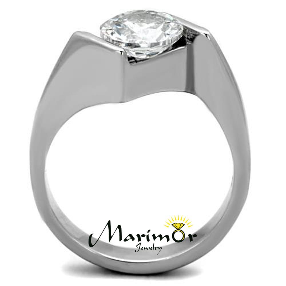 2.04 Ct Round Cut Cubic Zirconia Stainless Steel Engagement Ring Women’s Sz 5-10