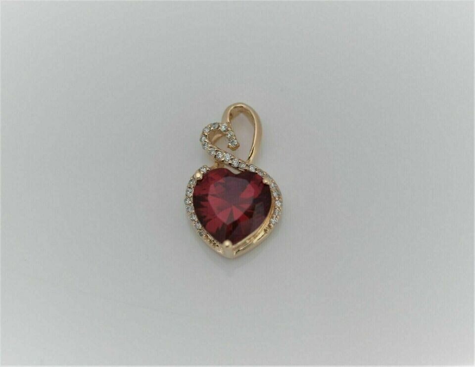 1.20Ct Heart Cut Simulated Red Ruby Wedding Charm Pendant 14K Yellow Gold Plated