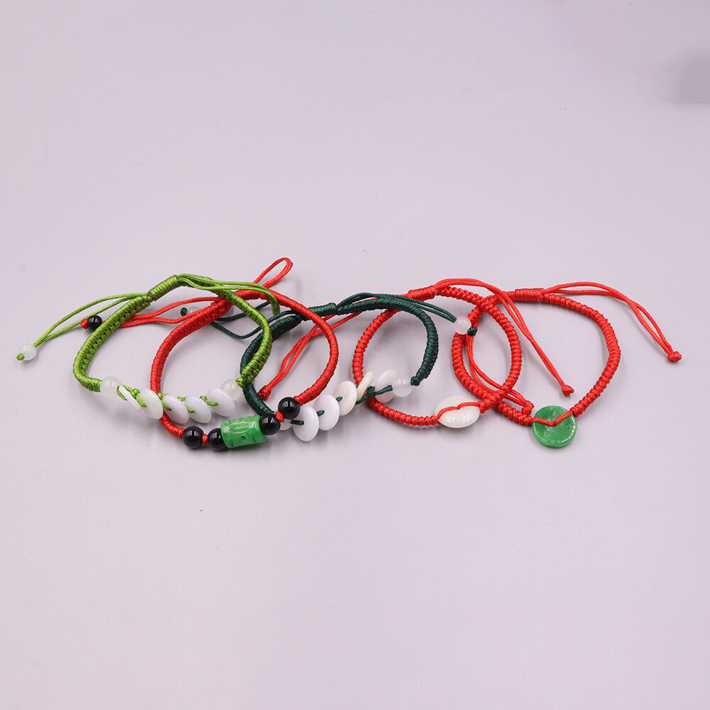 5pcs Real Grade A Natural Jade Women Gift Lucky Peace Tube Beads Bracelet