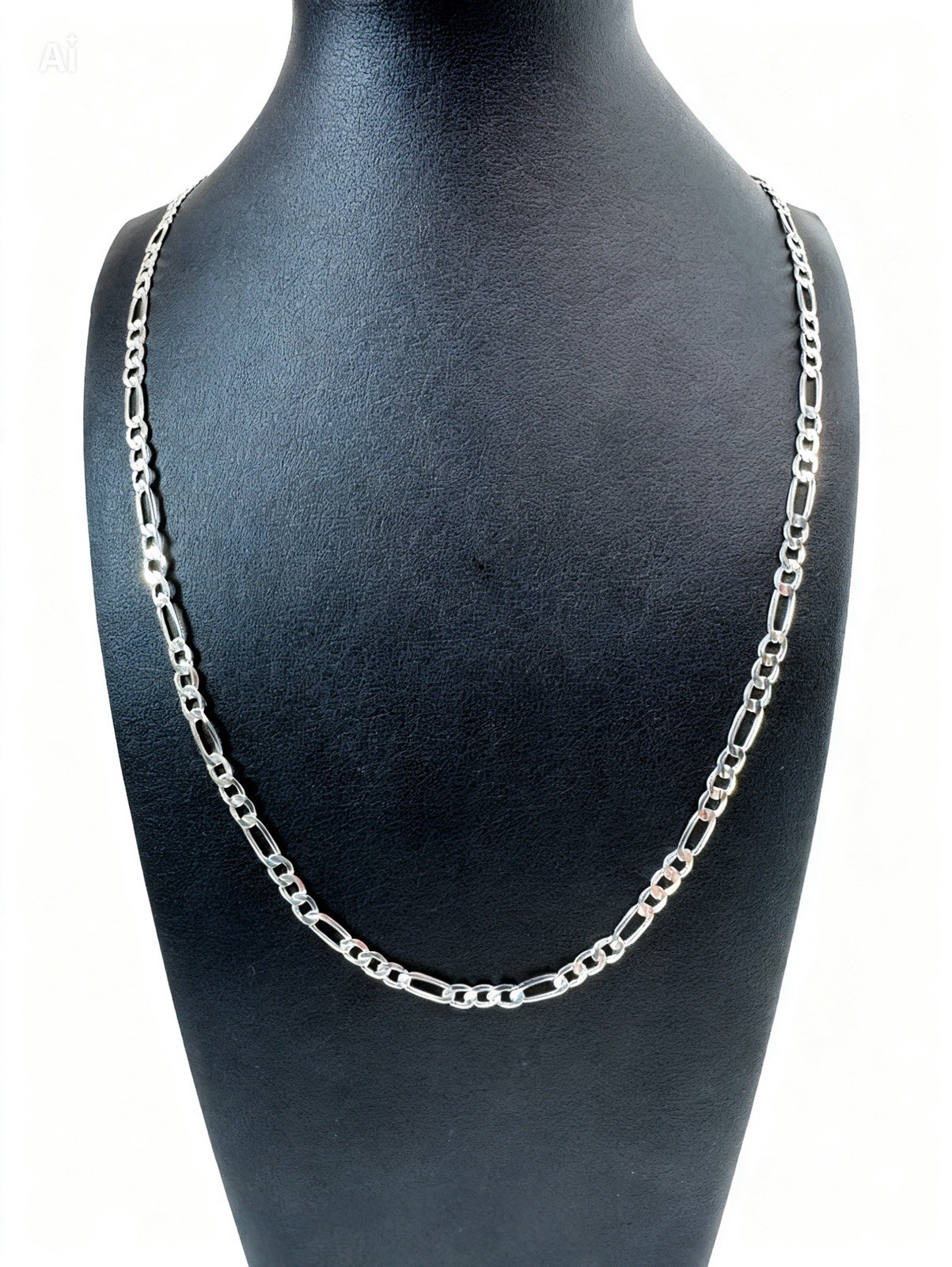 Elegant 4mm Figaro Chain 22 Inch 925 Silver Plated Classic Unisex Necklace
