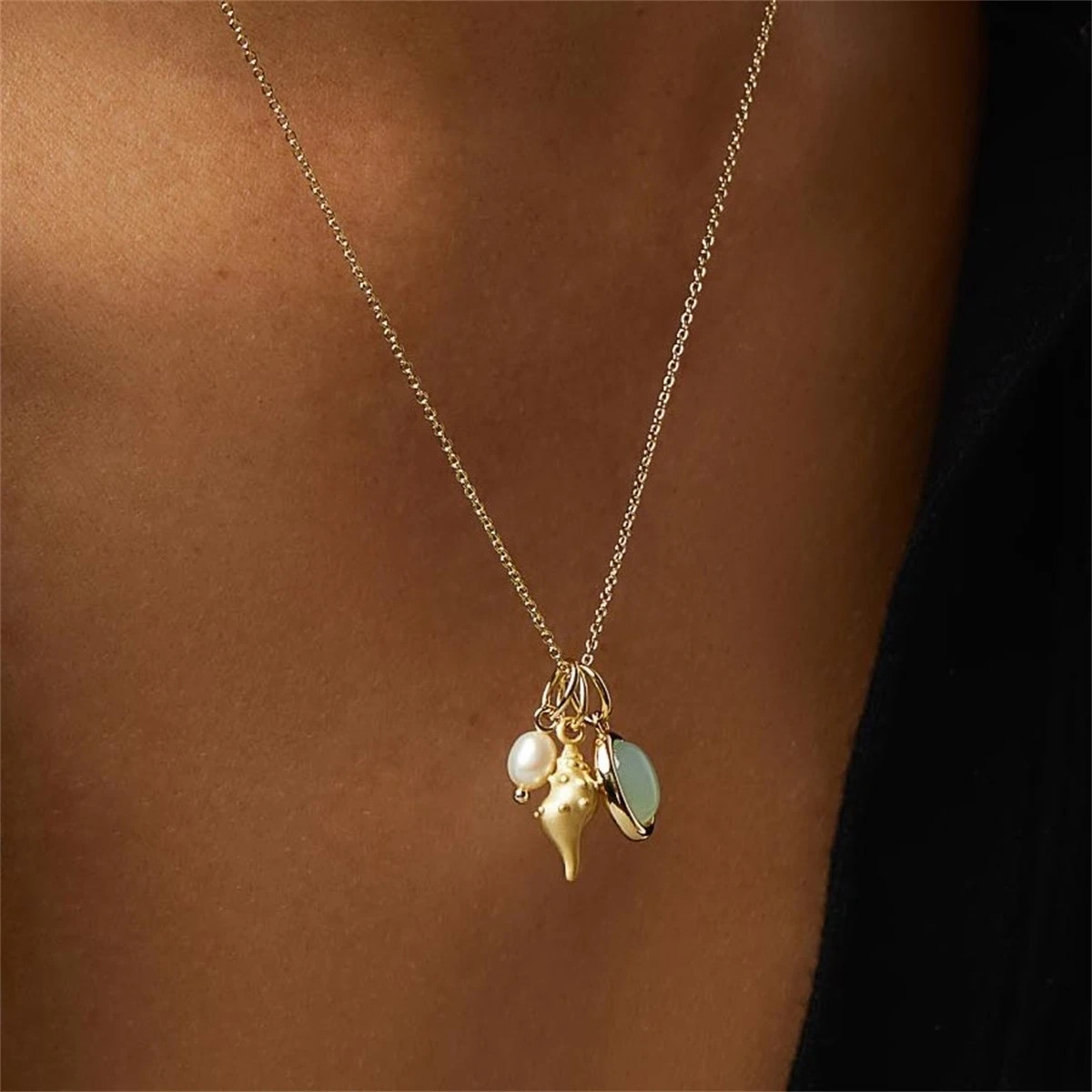 Dongling Jade Shell Conch Necklace Vintage Elegant Heavy Industry Instagram Fren