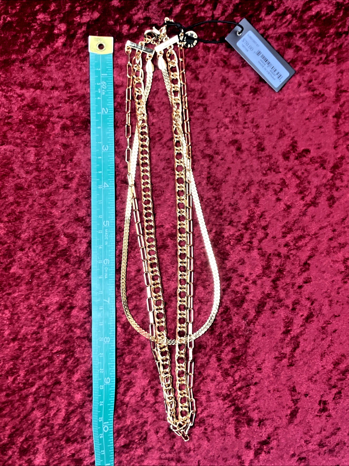 Vince Camuto Multi Layer Gold Tone Chain Necklace RP$70 NWT