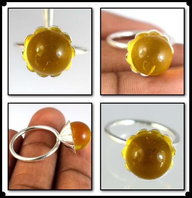Anniversary Present 18.50 Ct Brazilian Yellow Topaz Gemstone Ball Unisex Ring