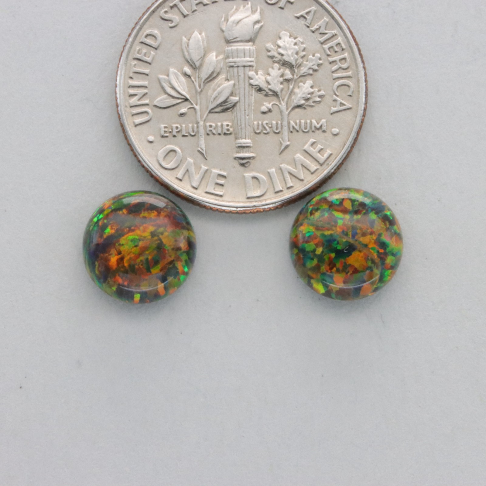 Multicolor Green Red FIRE OPAL Round Post Stud Earrings 925 STERLING SILVER 305e