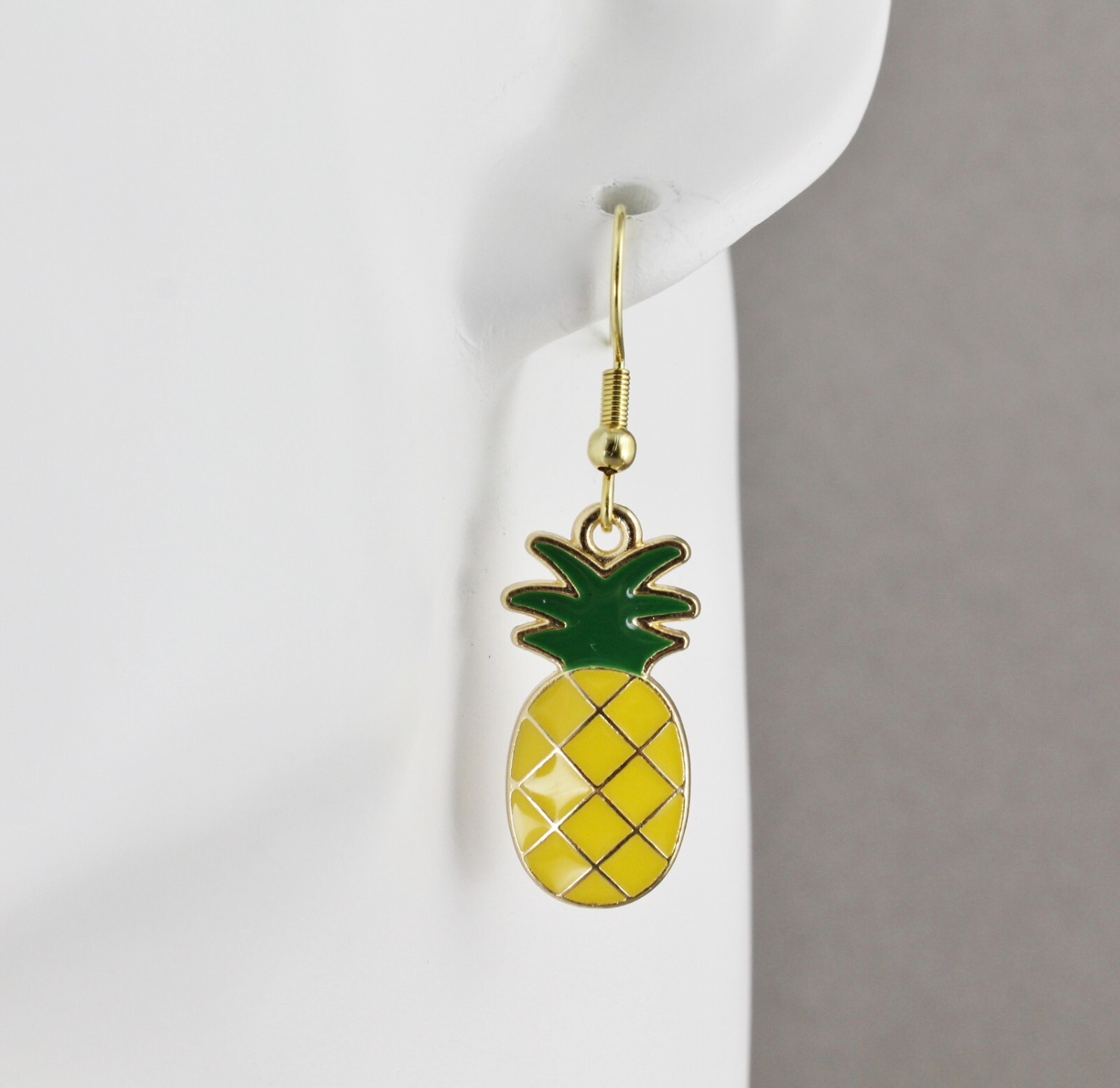 Pineapple earrings dangle lightweight earrings yellow green hawaiian fruit