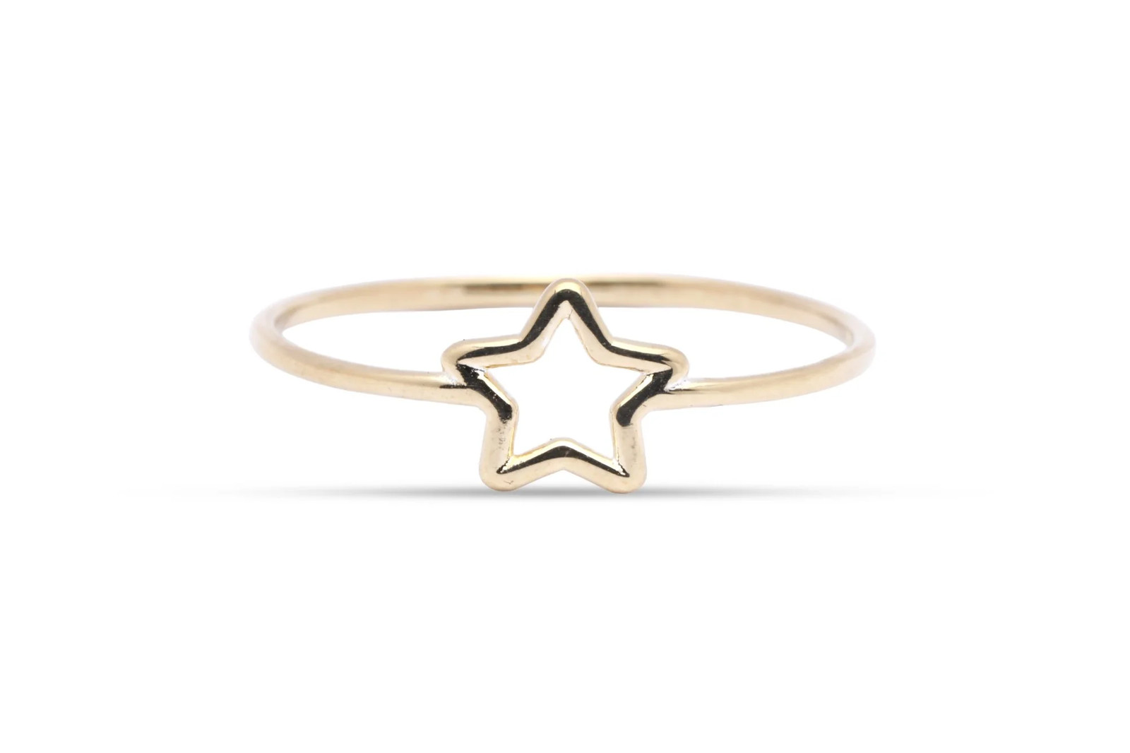 14k Yellow Gold Dainty Open Star Ring Size 9.25 (0.90ctw)