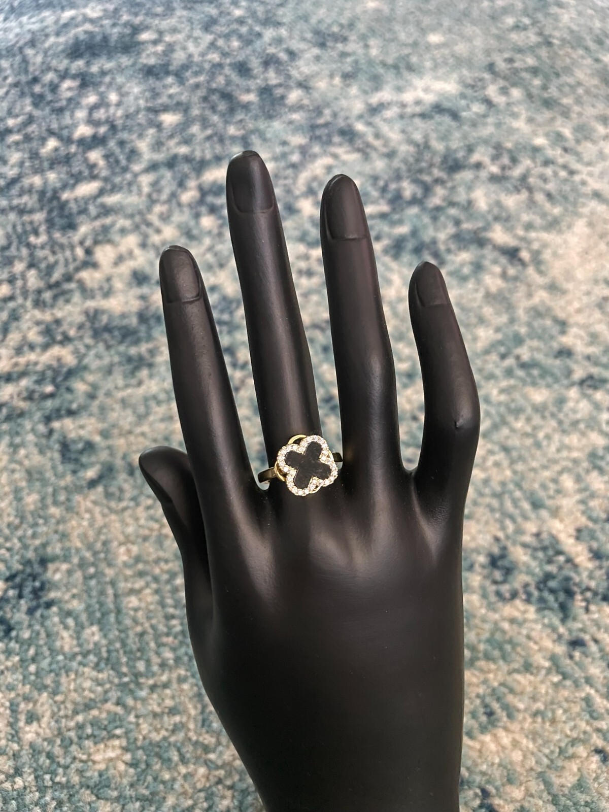 Four Leaf Clover Adjustable Opening Fidget Ring Anxiety Crystal *Spinning Ring*