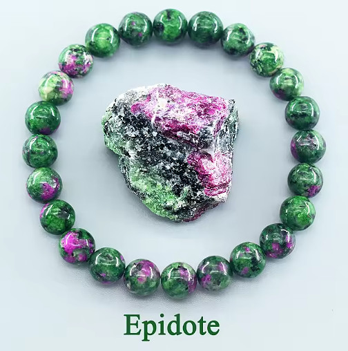 Natural Ruby Zoisite Bracelet 8mm Round Bead Anyolite Gemstone Women Gift 7 inch