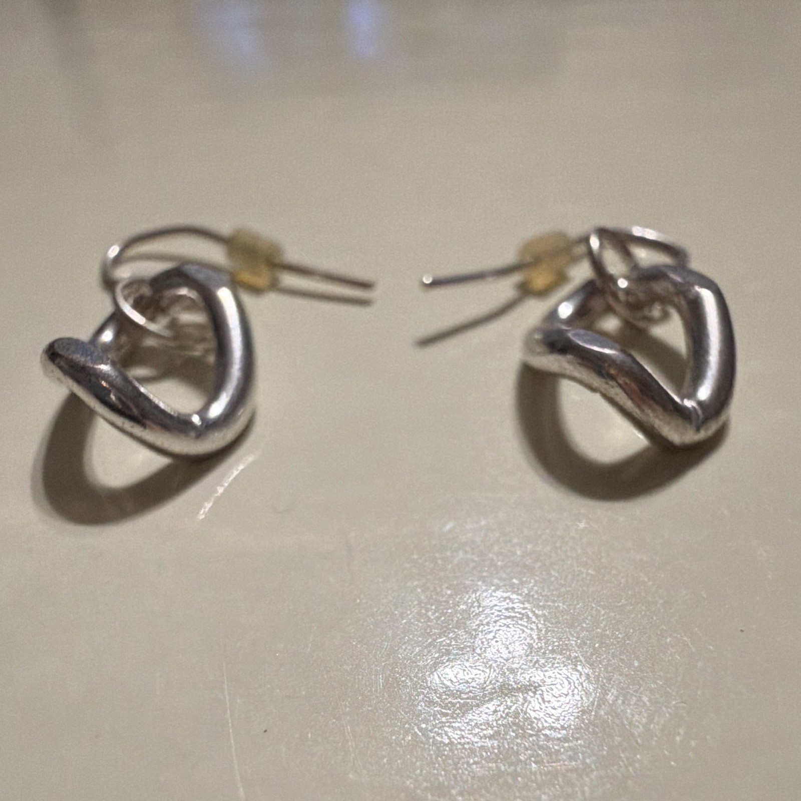 Silver Tone Oval Dangle/Drop Earrings, Hook Closure, Metal, No Stone