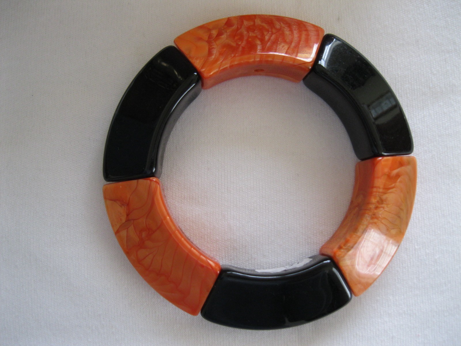 French 1940’s Hard Plastic Resin Stretch Bracelet With Great Colors