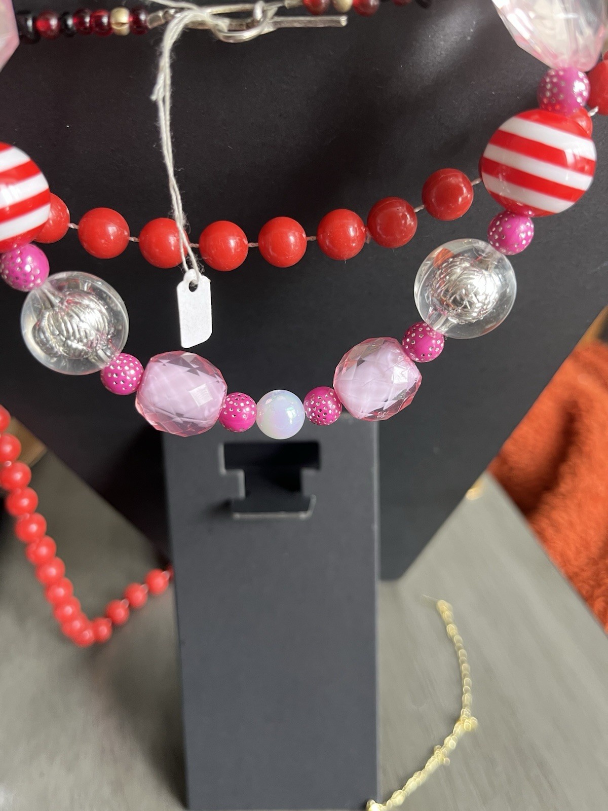 Heart Necklace Lot Glass mixed material Red Black Pink Jewelry Valentine