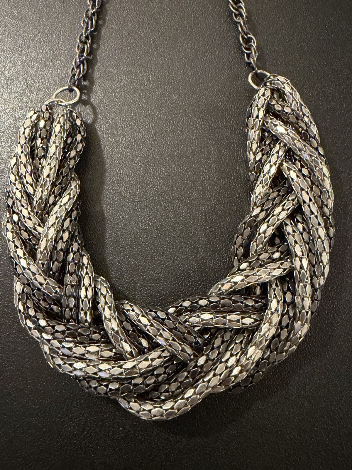 Silver Multi Rope Chain Statement Necklace w/ Adjustable Extender Lobster Clasp