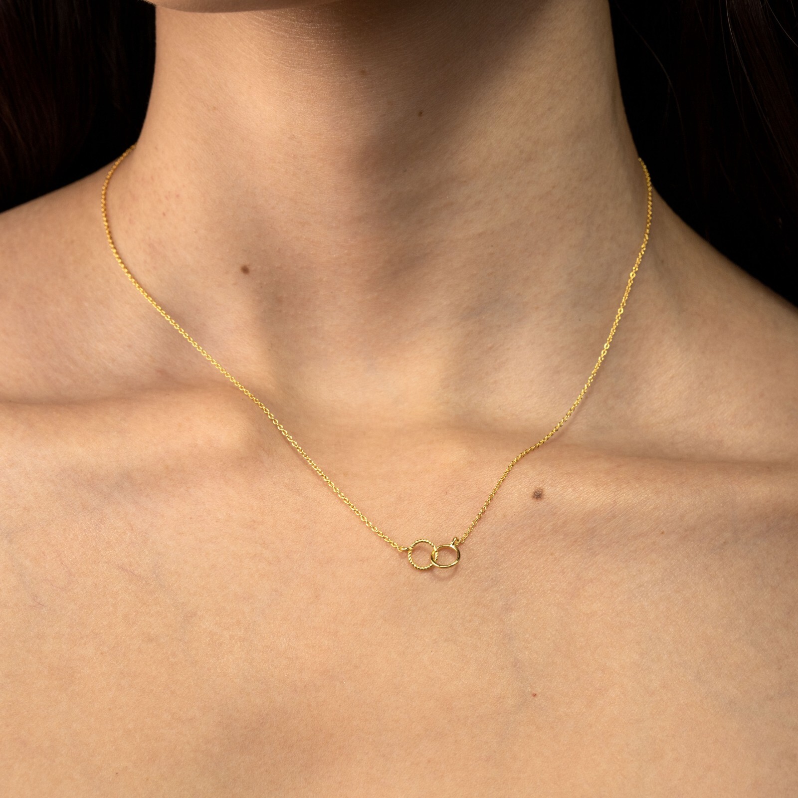 Interlocking Circle Necklace Interlinked Rings Pendant Double Circle Pendant