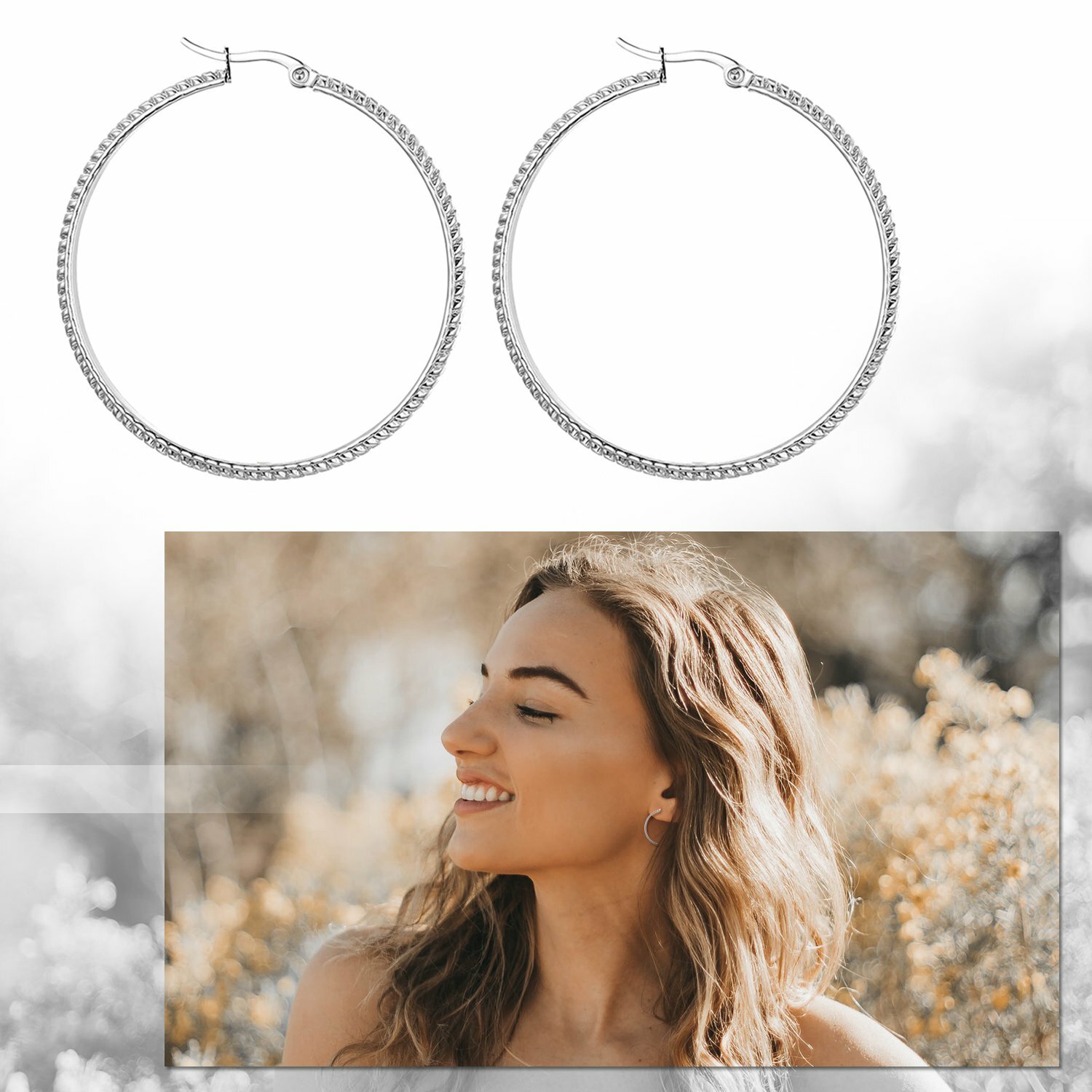 2pcs Women Round Circle Hoop Dangle Drop Earrings Ear Studs 15-45mm Silver/Gold