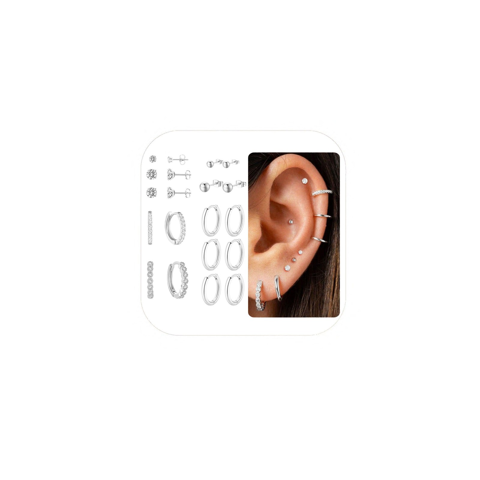 Hypoallergenic Silver Helix Earrings for 10 millimeters, 10 Paris
