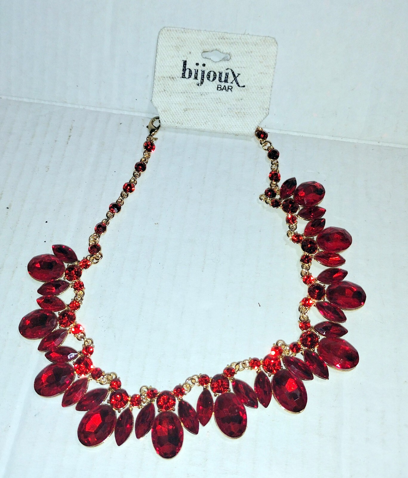 Bijoux Bar Red Gold Tone Necklace 19 inches Long