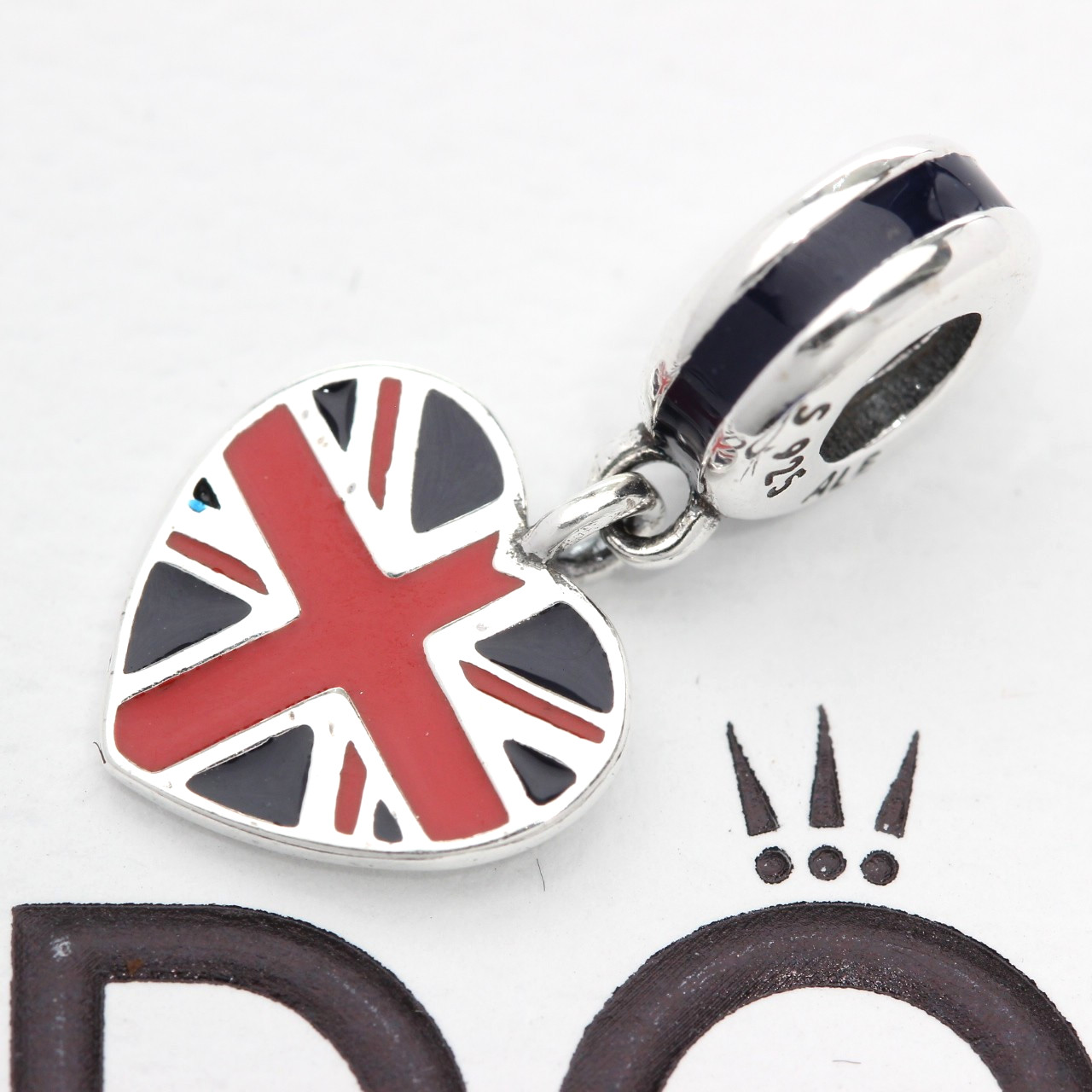 Authentic Pandora Charm Bead “Great Britain Heart Flag”