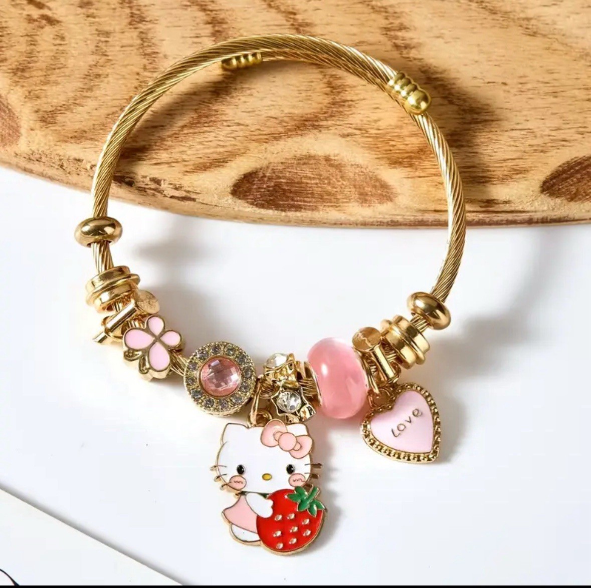 Hello Kitty Sanrio Goldtone Dangle Charm Bracelet