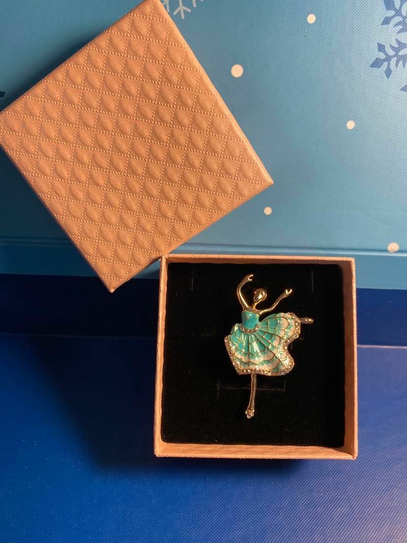 Wuli&baby Rhinestone Flower Dress Dancer Ballet Girl Brooches Women Enamel Sport