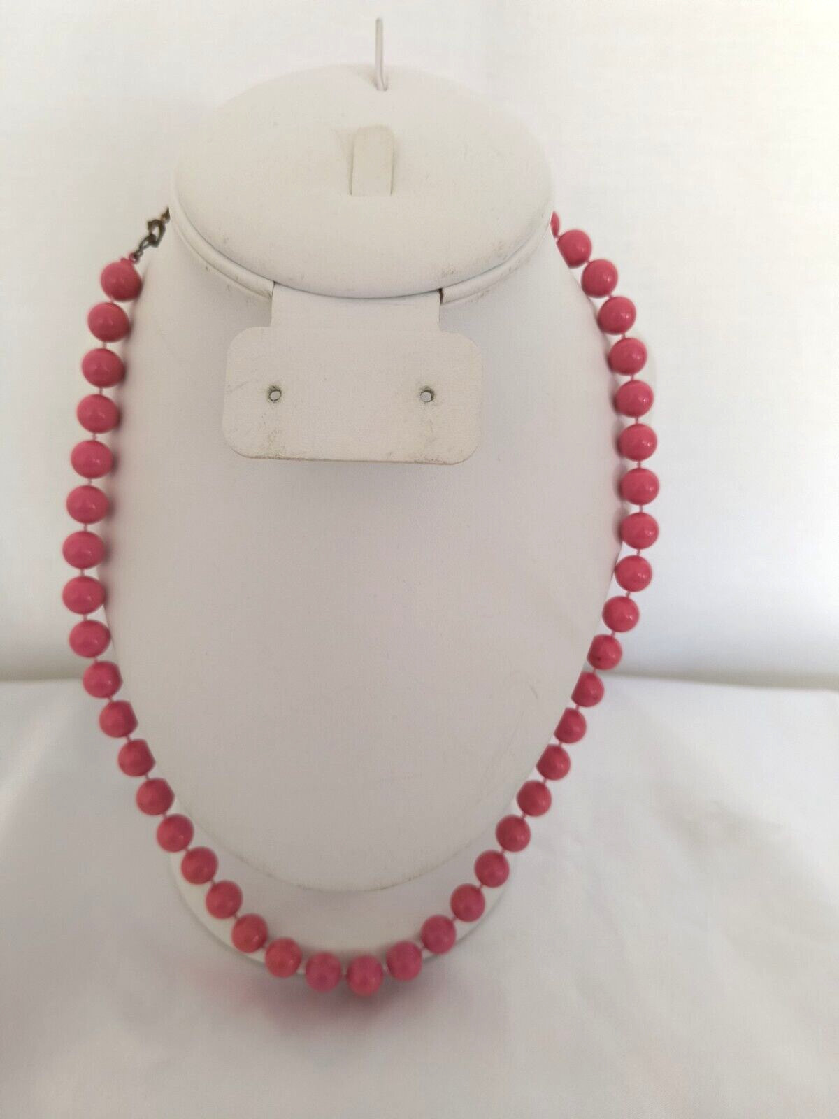 Vintage Women’s Necklace 10mm Dark Pink Acrylic Beads Appx 22 inches long