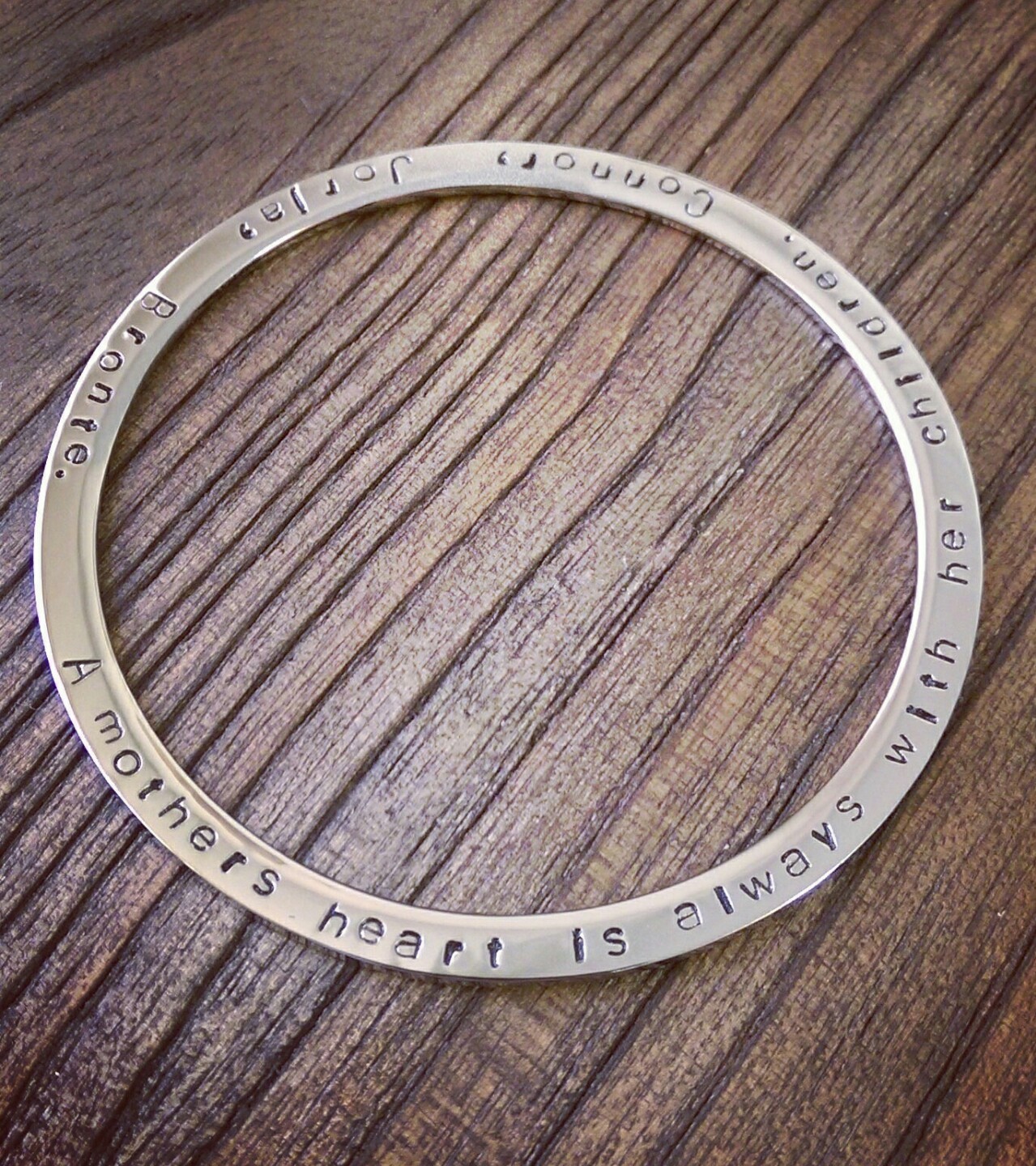 Stainless Steel Personalised Hand Stamped Bangle Silver, Gold, Rose Gold & Size