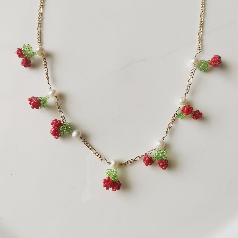 New 16″ Zara Pearl Beads Cherry Collar Necklace Gift Fashion Women Party Jewelry
