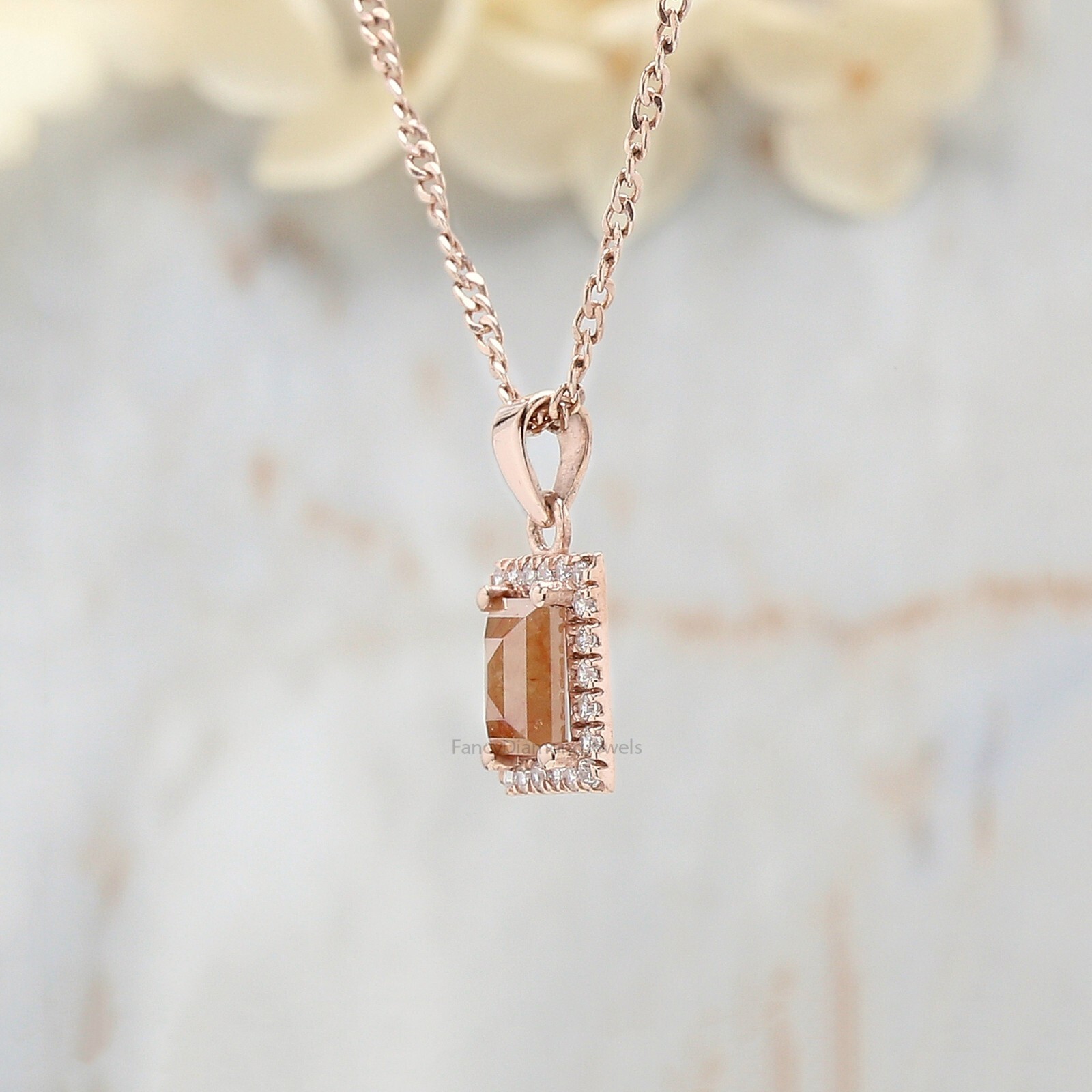 Baguette Brown Color Diamond Pendant 0.81 Ct 6.20 MM Baguette Diamond Pendant