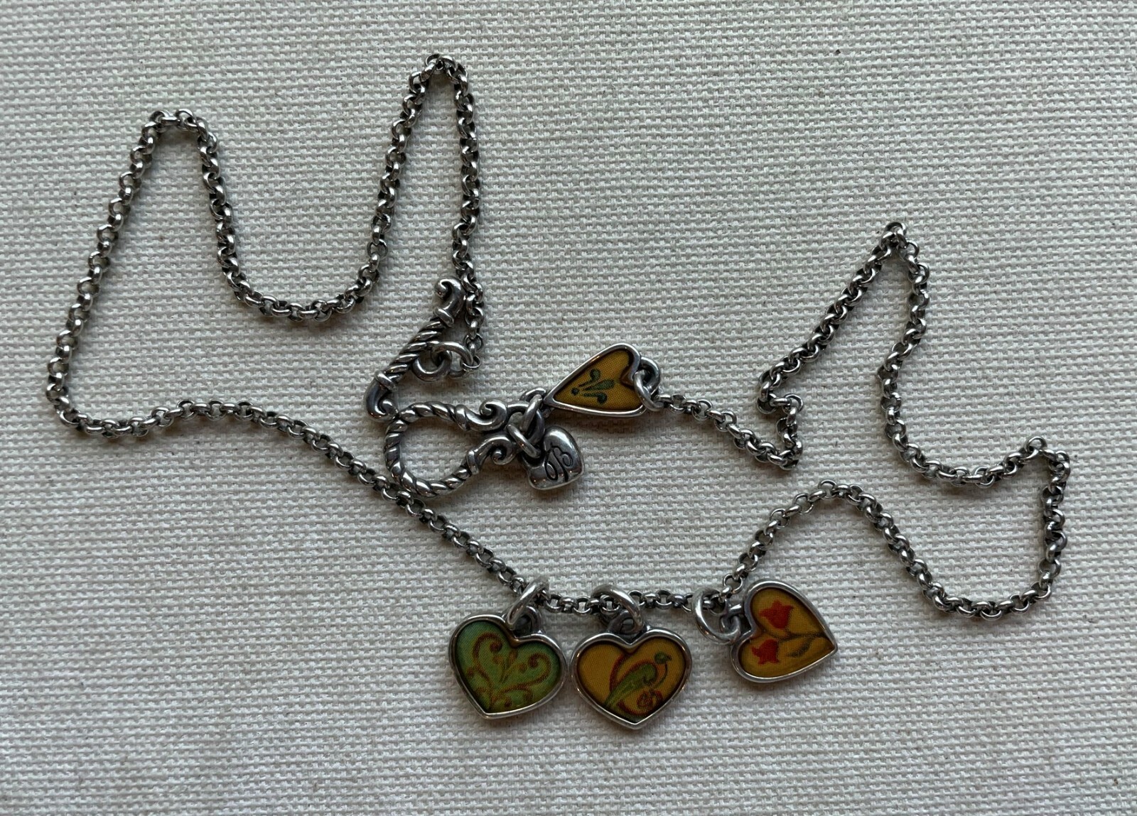 Brighton Heart Necklace Embrace Life Gratitude Joy Flowers Toggle Cable 17.25″