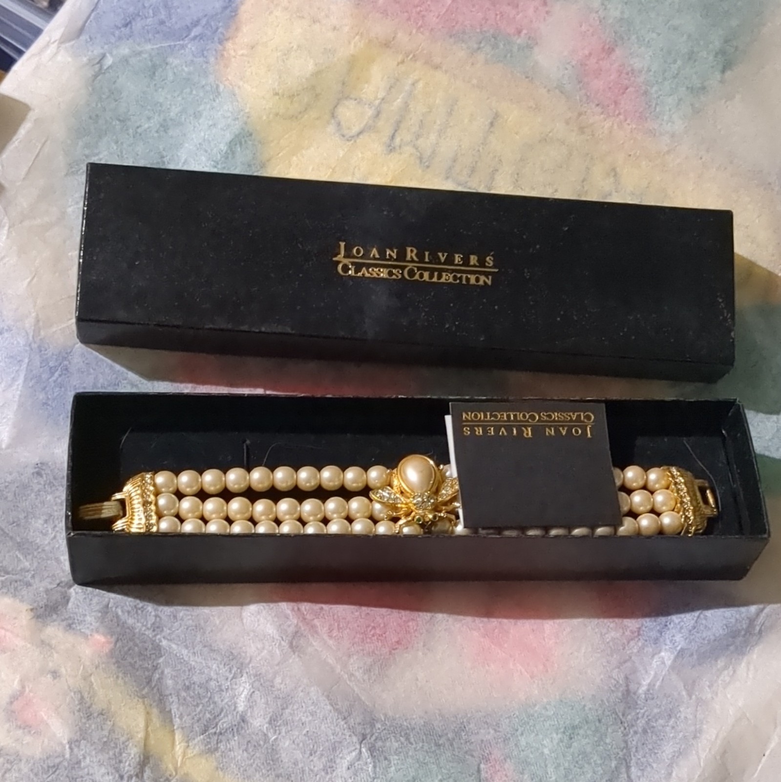 Joan Rivers Multi-Row Faux Pearl Beaded Bee Charm Bracelet, Gold Tone, Ivory
